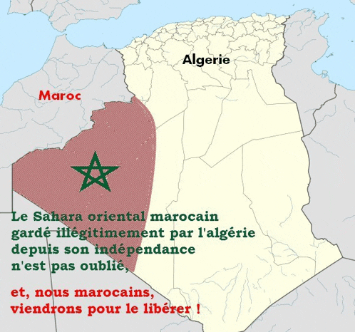 a map of algerie and maroc with a green star