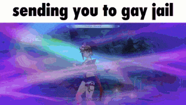 a screenshot of a video game with the words sending you to gay jail