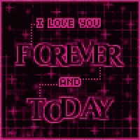 a purple background with the words `` i love you forever and today '' written on it .