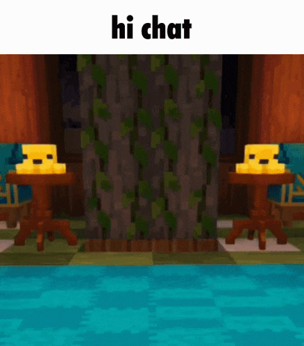 a screenshot of a video game with the words `` hi chat '' written on the bottom .