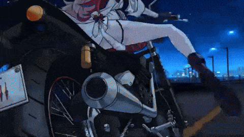 a girl is riding a motorcycle with a license plate that says ' a '
