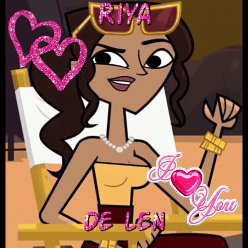 a cartoon girl with riva de len written on her arm