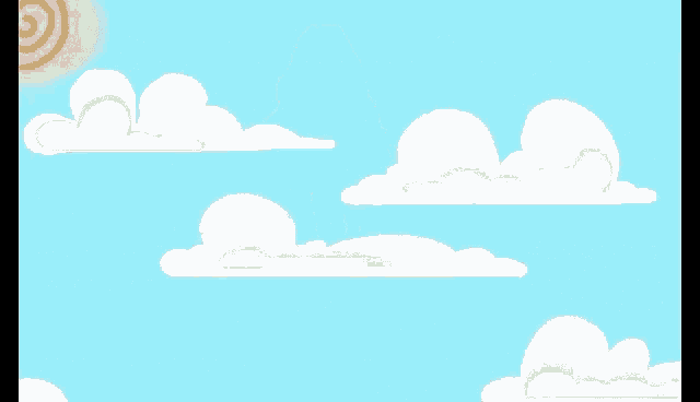 a cartoon of a girl standing in the clouds with numbers 6 and 9