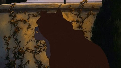 a cartoon cat is looking out a window