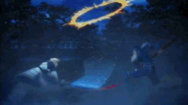 a blurry picture of a person in a blue suit