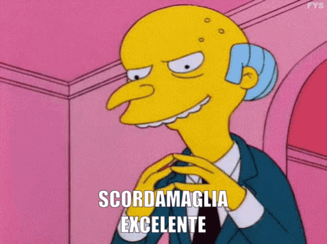 a cartoon character with the words scordamaglia eccellente on the bottom