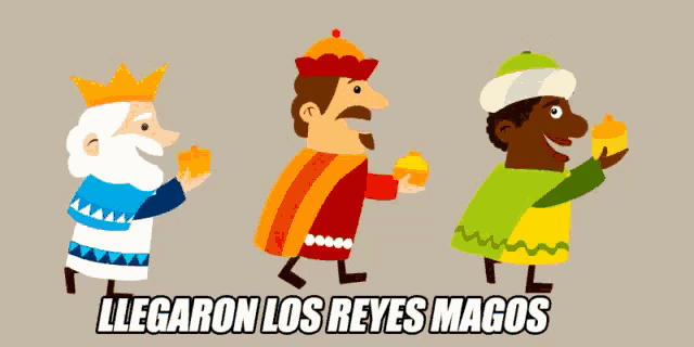 a cartoon illustration of the three wise men and the words llegaron los reyes magos