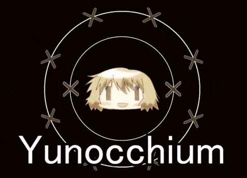 a logo for yunocchium shows a girl in a circle
