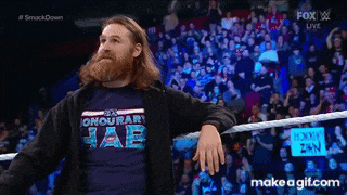 a man with a beard wears a shirt that says honourable jab
