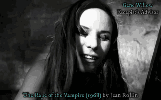 a black and white photo of a woman with the name gene willow escapist 's advisor