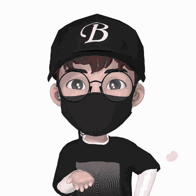 a cartoon character wearing glasses and a mask has red lips coming out of his mouth