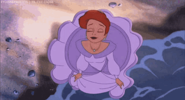 a woman in a purple dress is floating in the air