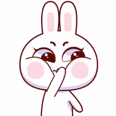 a cartoon rabbit is covering its face with its hand .