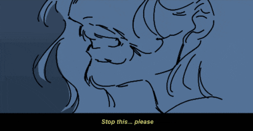 a drawing of a person with the words " stop this please " underneath it