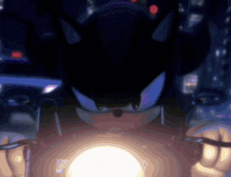 a shadow of sonic the hedgehog with a light behind it