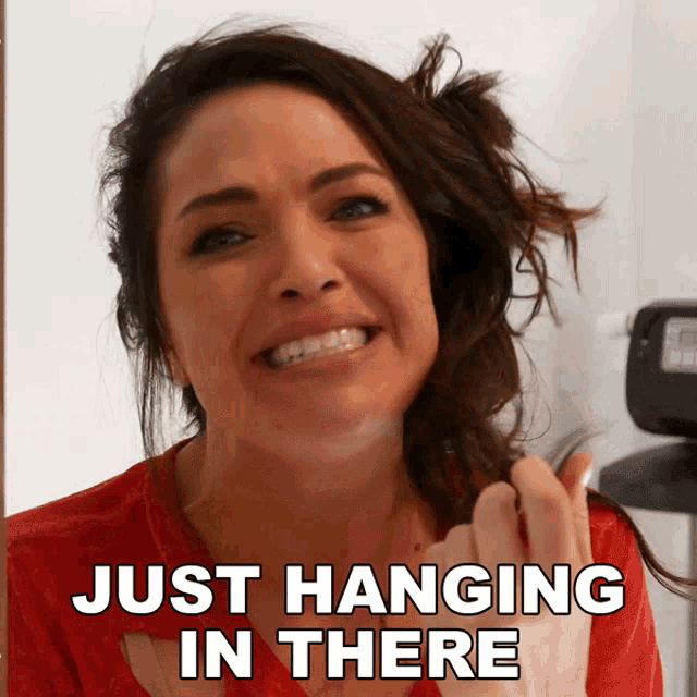 Just Hanging In There Sharzad Kiadeh GIF - Just Hanging In There Sharzad Kiadeh Holding Up GIFs
