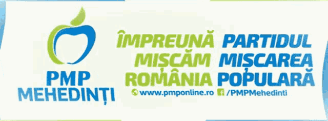 a green and blue logo for pmp mehedinti