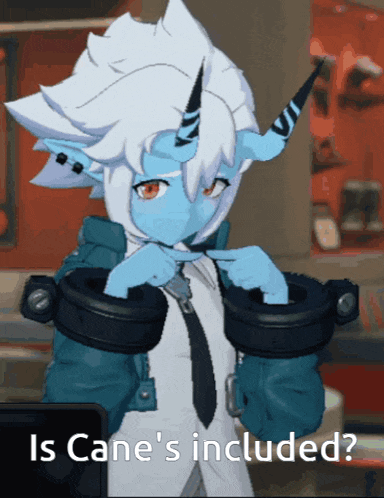 a cartoon character with horns and the words is cane 's included on the bottom
