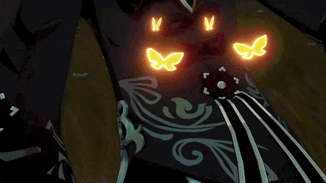 a close up of a person 's face with a butterfly on it