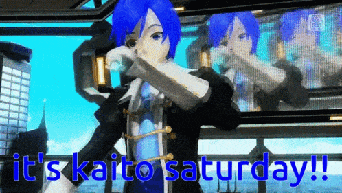 a video game character says it 's kaito saturday !!