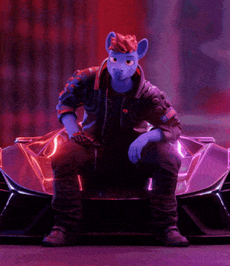 a furry character with a sticker on his jacket that says ' pepsi ' on it
