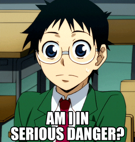 a picture of a boy with glasses and the words am din serious danger on the bottom