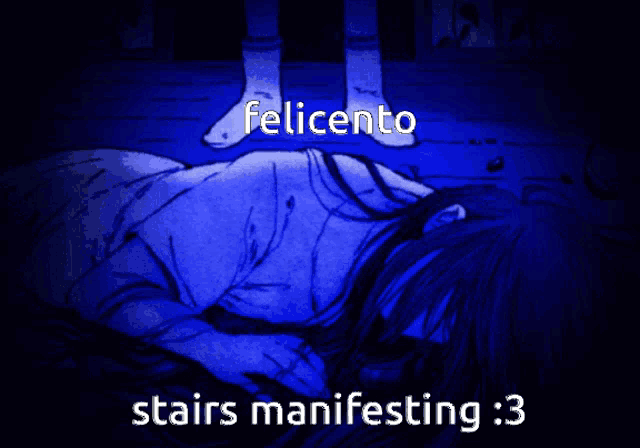 a drawing of a person laying on the floor with the words felicento stairs manifesting 3