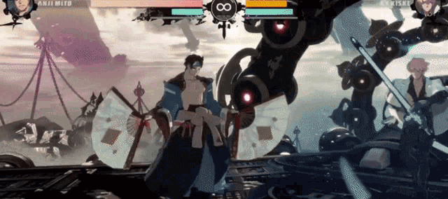 a video game is being played with the number ∞ on the top left