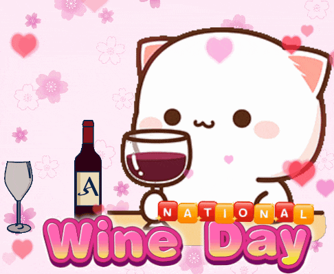 a cat holding a glass of wine and a bottle of wine