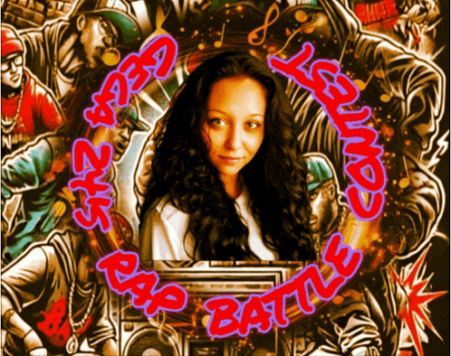 a rap battle poster with a girl in the center