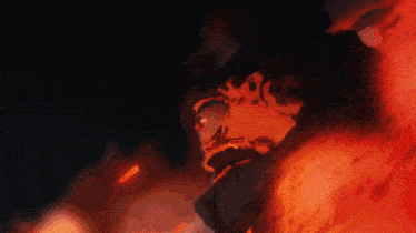 a painting of a person in flames with their hands outstretched