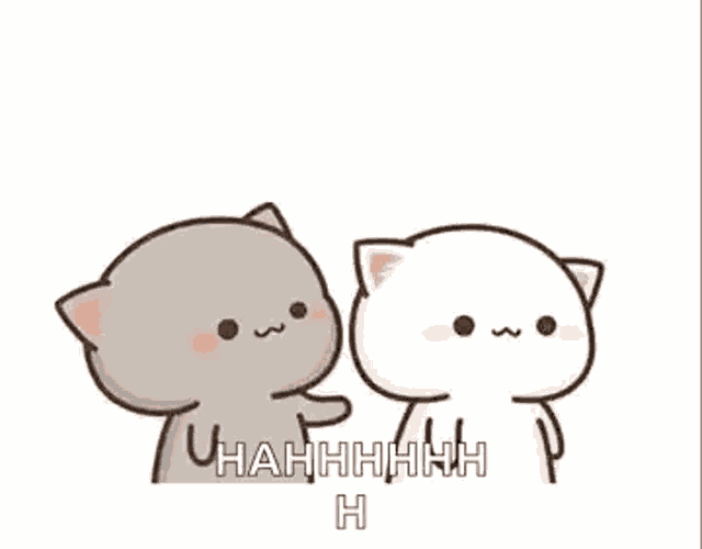 a couple of cartoon cats are standing next to each other .