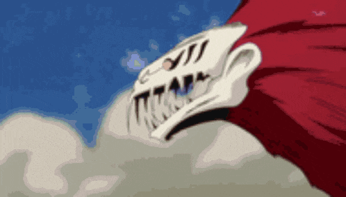 a cartoon drawing of a skull with a few teeth on it