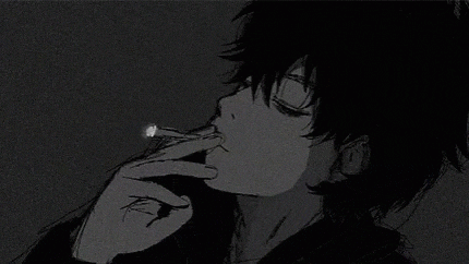 a black and white drawing of a man smoking a cigarette .