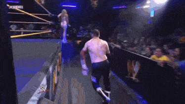 a wrestling match is being shown on wwe
