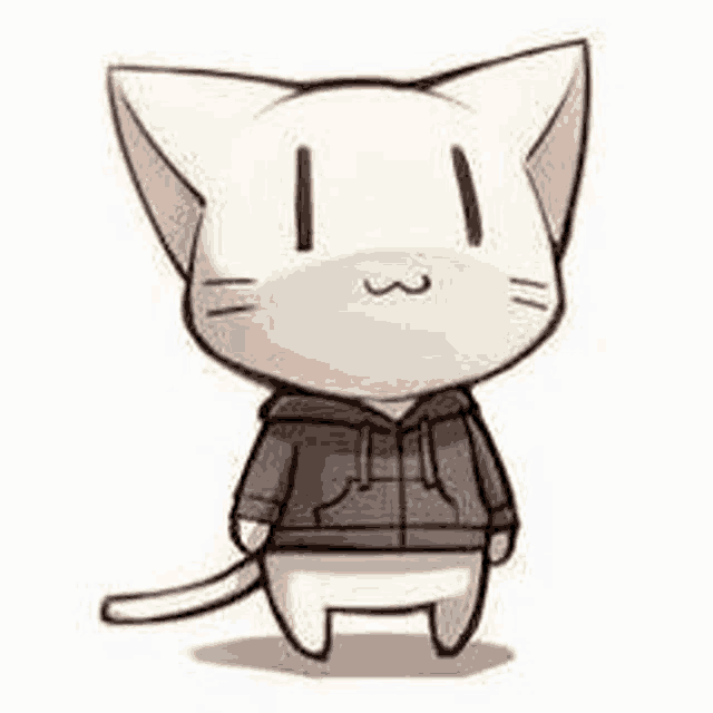 a white cat is wearing a hoodie and standing on a white background .