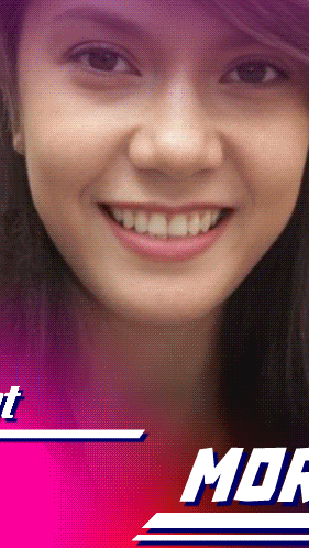 a close up of a woman 's face with the word mor in white letters