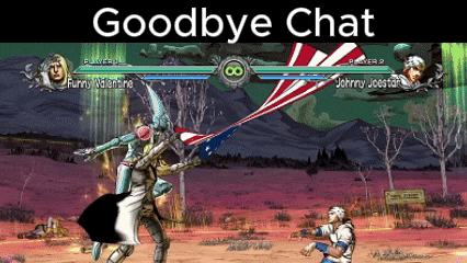 a video game with the words goodbye chat on the top