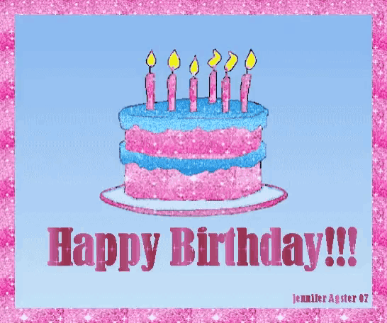a pink and blue birthday cake with the words happy birthday