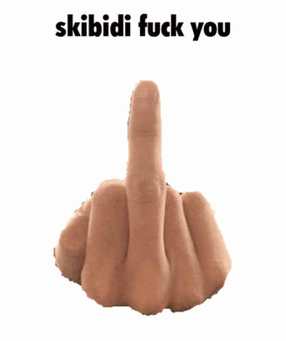 a picture of a hand giving the middle finger with the words skibidi fuck you above it
