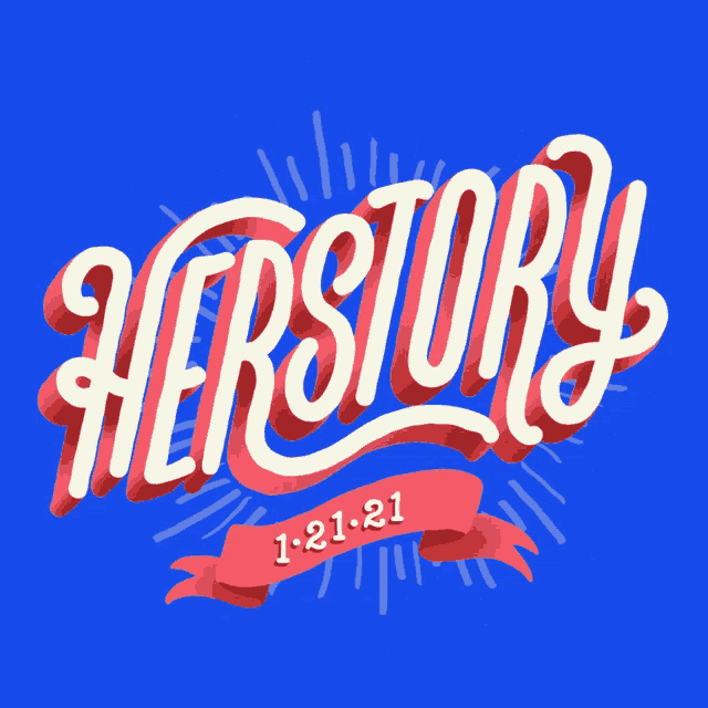 a blue background with the word herstory in white letters