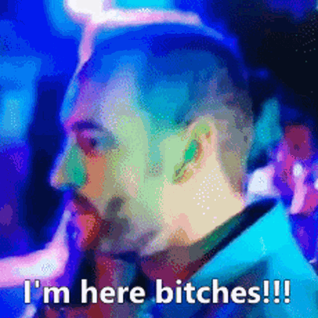 a man says i 'm here bitches in front of a crowd