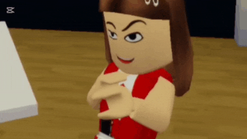 a girl in a red dress is standing on a wooden floor in a room .