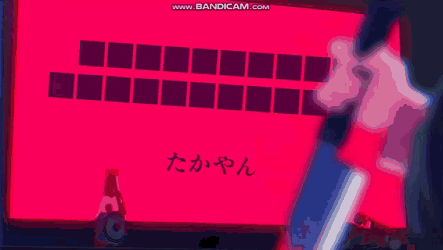 a person holding a knife in front of a red screen that says " www.bandicam.com "