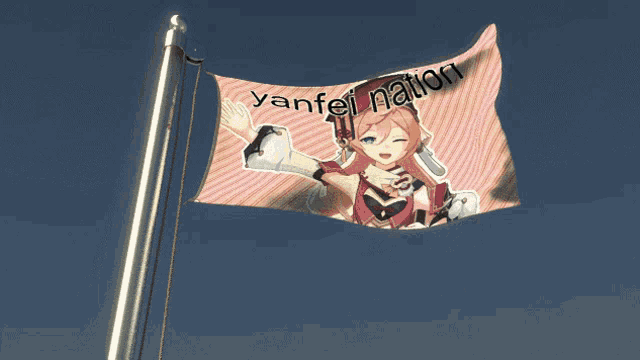 a yanfei nation flag with a girl on it