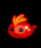 a blurred image of a red tomato with a fire coming out of it 's head .