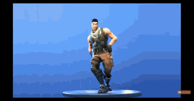a video game character is dancing on a platform