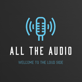 a logo for all the audio with a microphone and the words welcome to the loud side