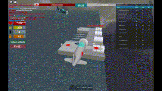a plane is flying over a body of water in a game .