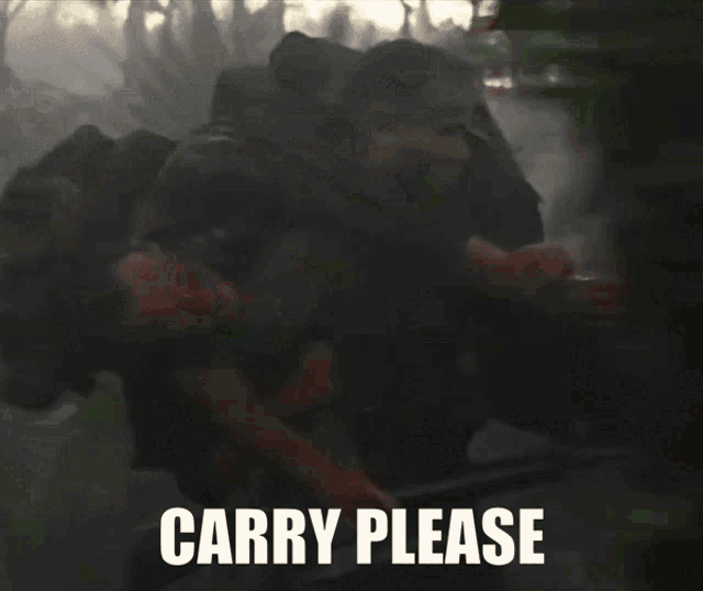 a man holding a gun with the words carry please on the bottom